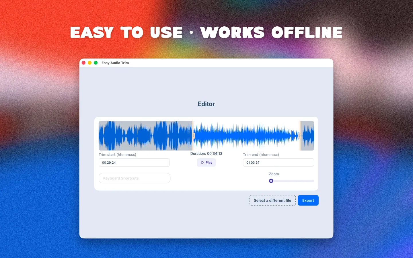 Screenshot of the Easy Audio Trimmer app