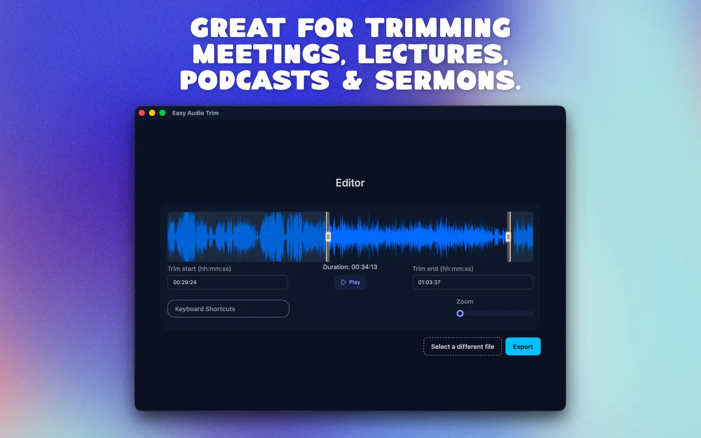 Screenshot of the Easy Audio Trimmer app
